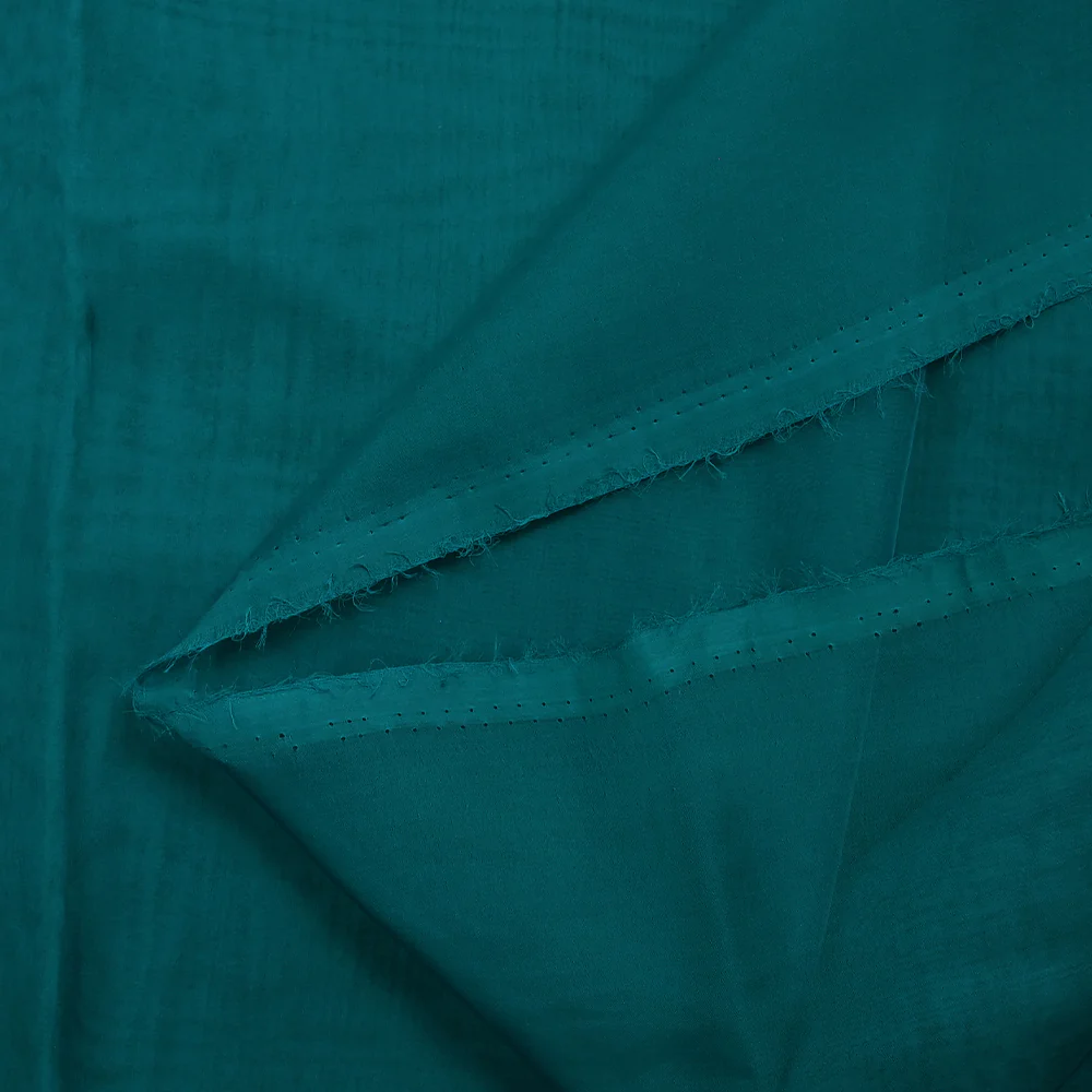 Mousseline de 100% soie unie bleu canard - Image 4