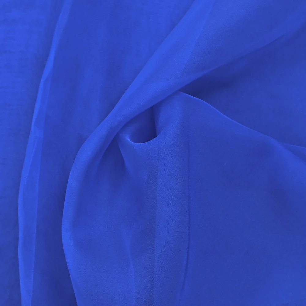 Mousseline de 100% soie unie bleu outremer - Image 3