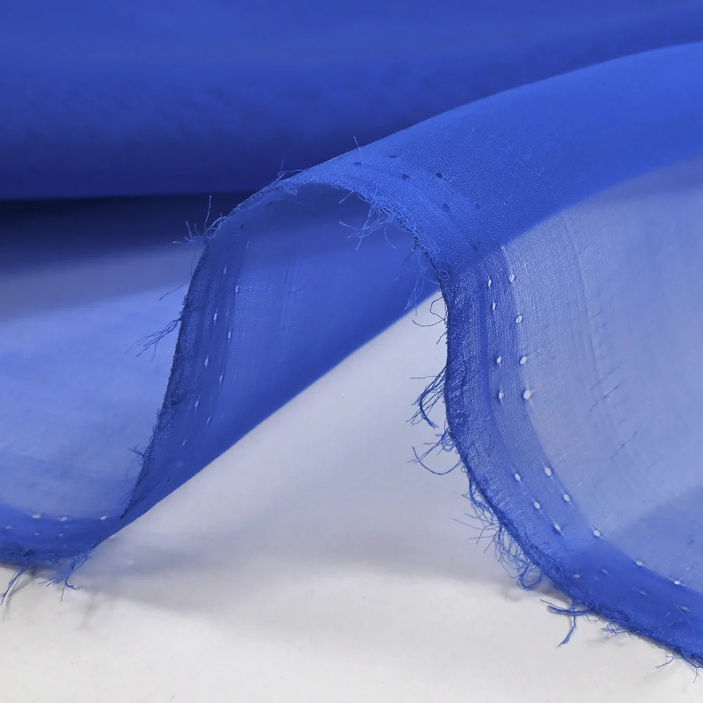 Mousseline de 100% soie unie bleu outremer - Image 5