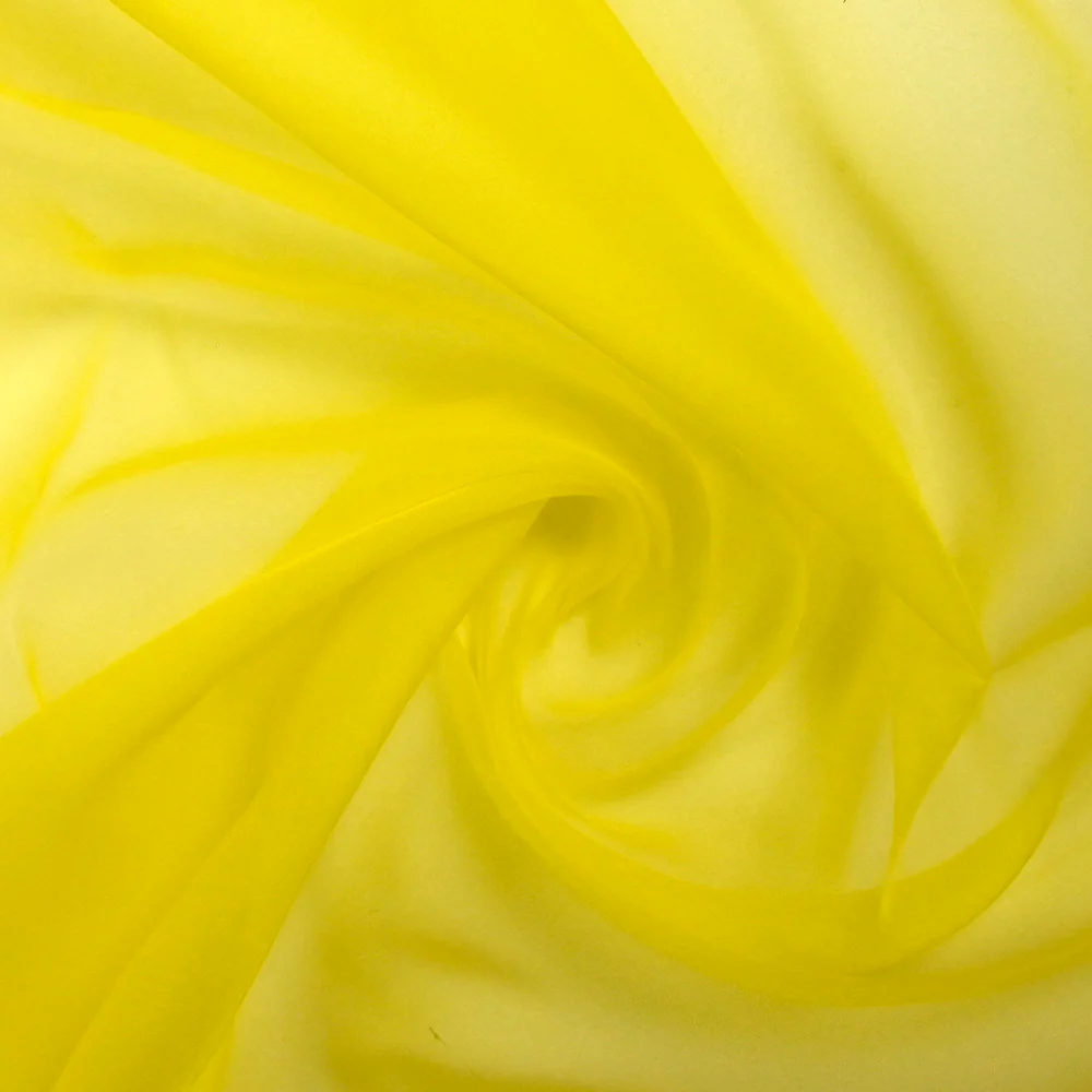 Mousseline de 100% soie unie jaune fluo - Image 2