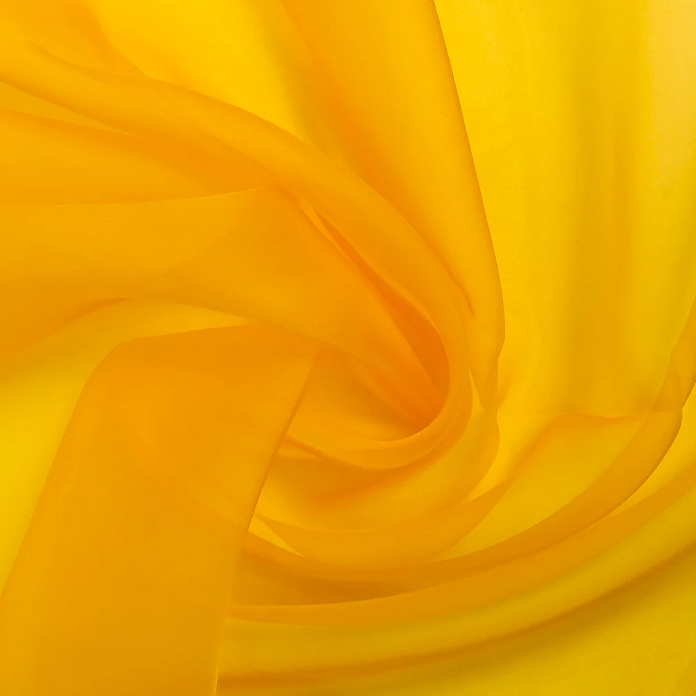Mousseline de 100% soie unie jaune soleil - Image 2