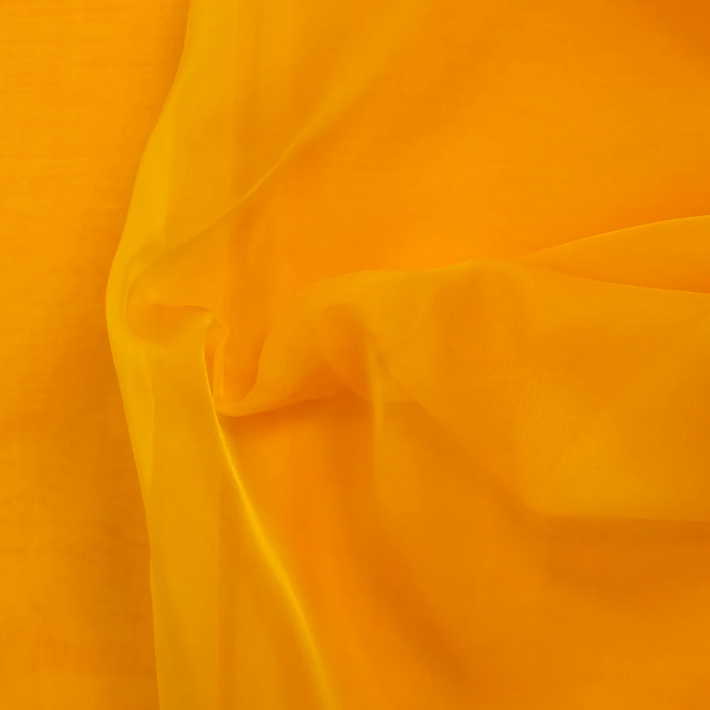 Mousseline de 100% soie unie jaune soleil - Image 3