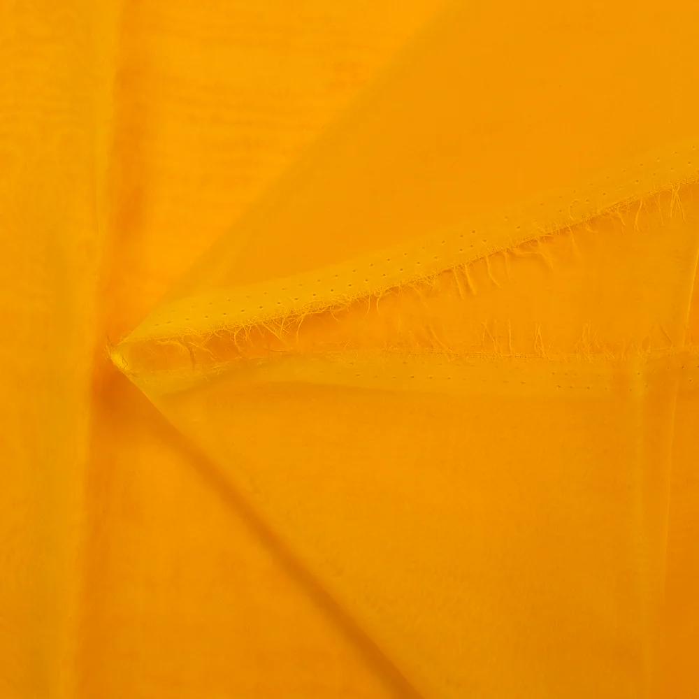 Mousseline de 100% soie unie jaune soleil - Image 4