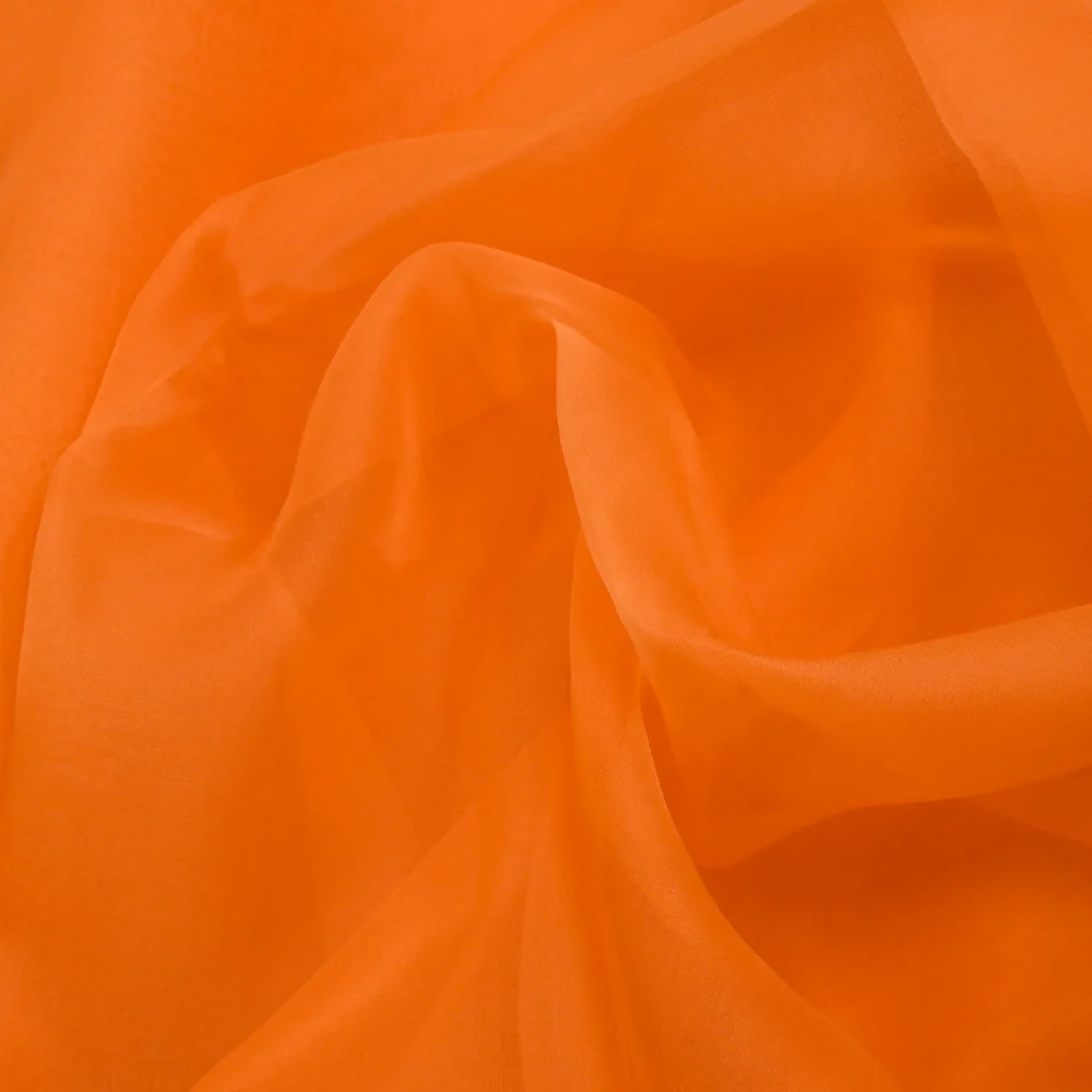Mousseline de 100% soie unie mandarine - Image 3