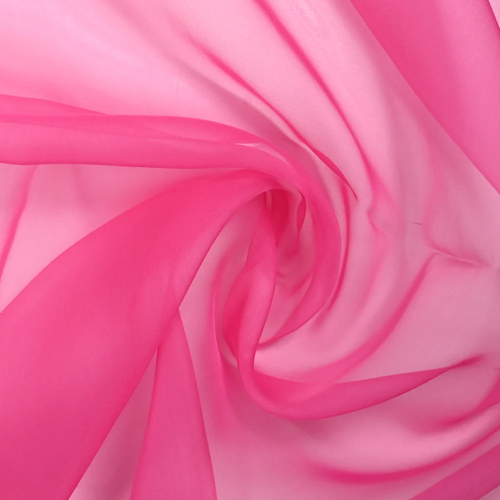 Mousseline de 100% soie unie rose - Image 2