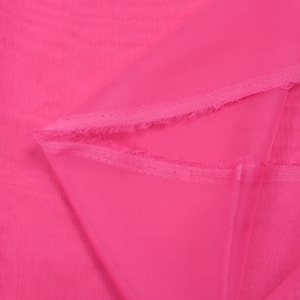Mousseline de 100% soie unie rose - Image 4