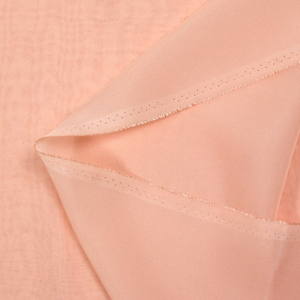Mousseline de 100% soie unie rose pêche - Image 3