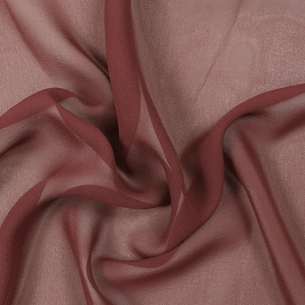 Mousseline de 100% soie unie rouge amarante - Image 3