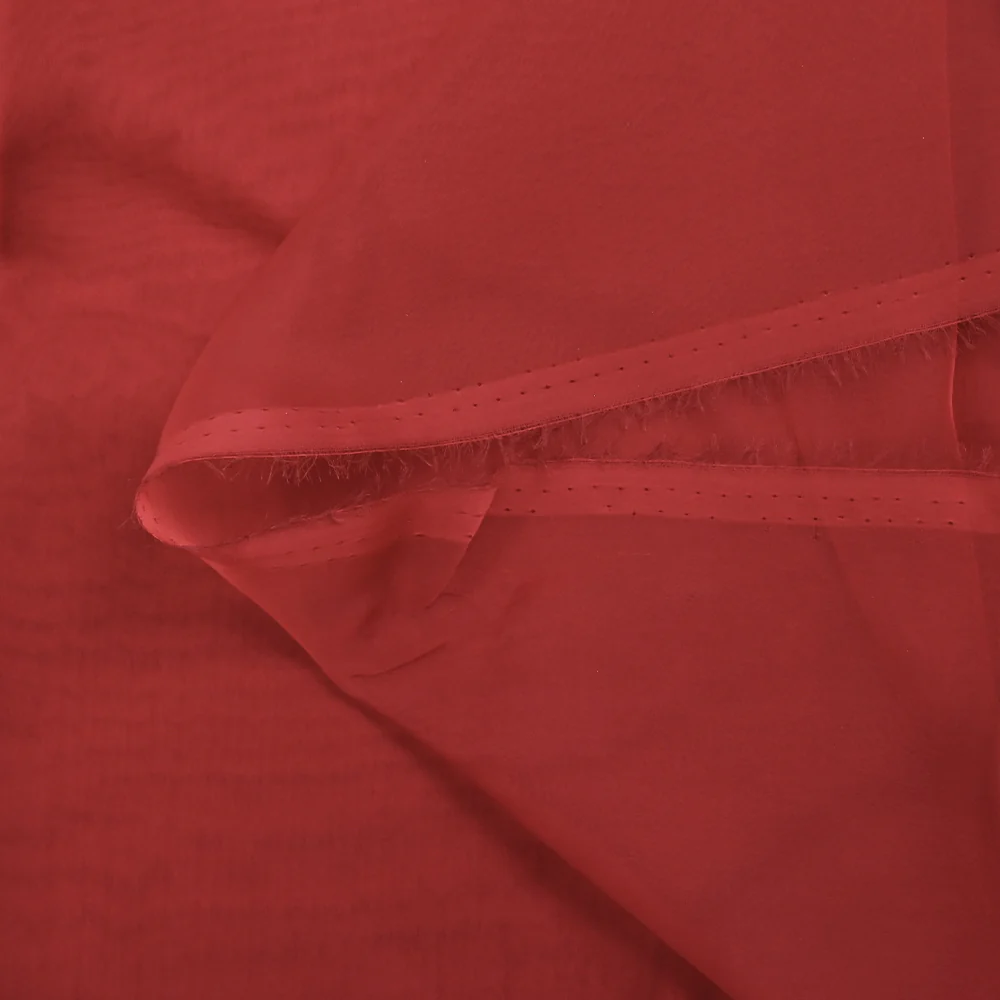 Mousseline de 100% soie unie rouge brique - Image 4