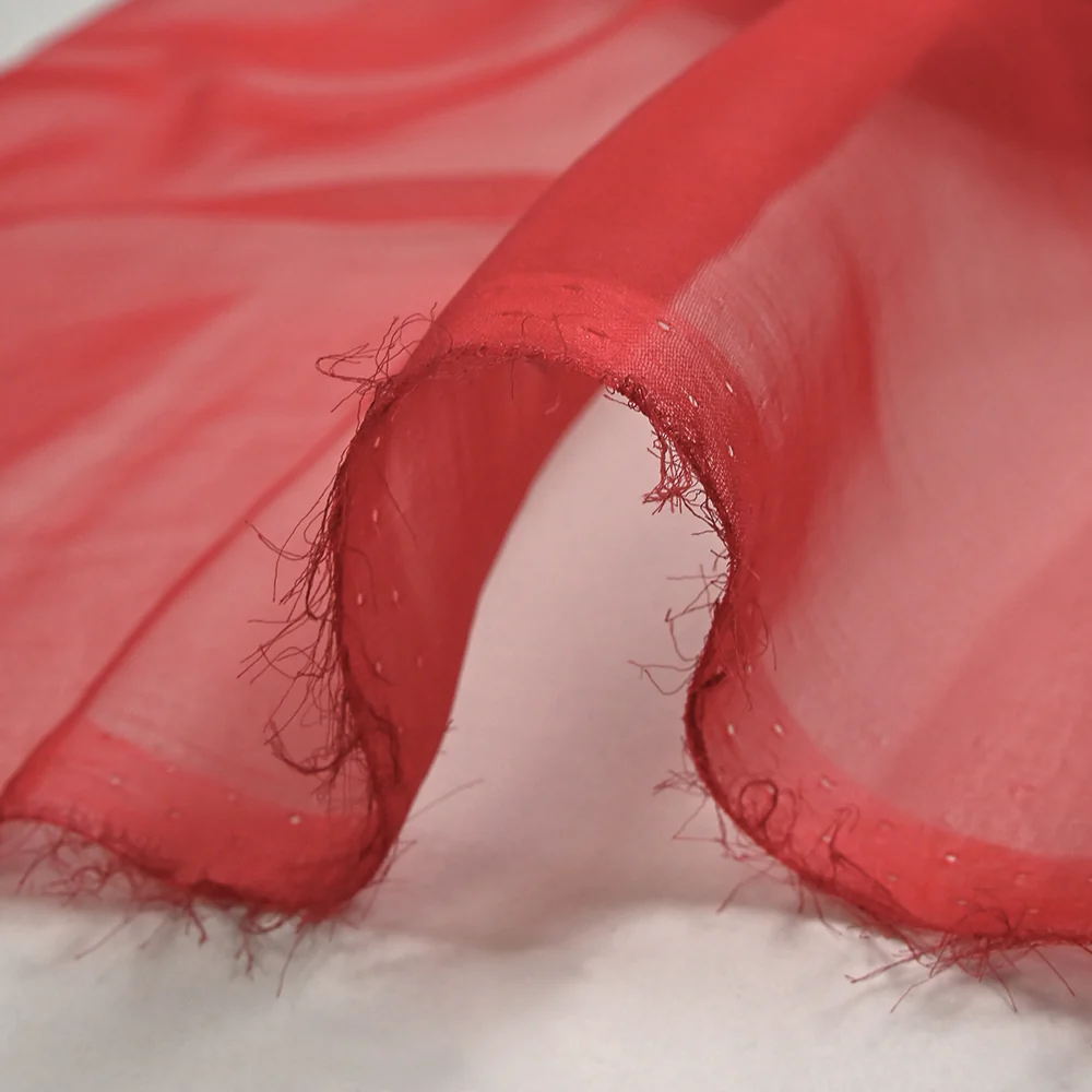 Mousseline de 100% soie unie rouge brique - Image 5