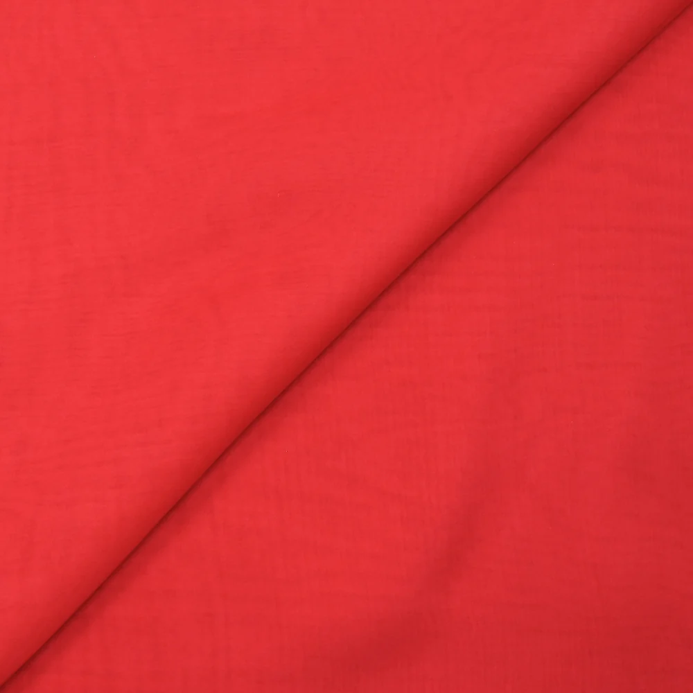 Mousseline de 100% soie unie rouge fraise
