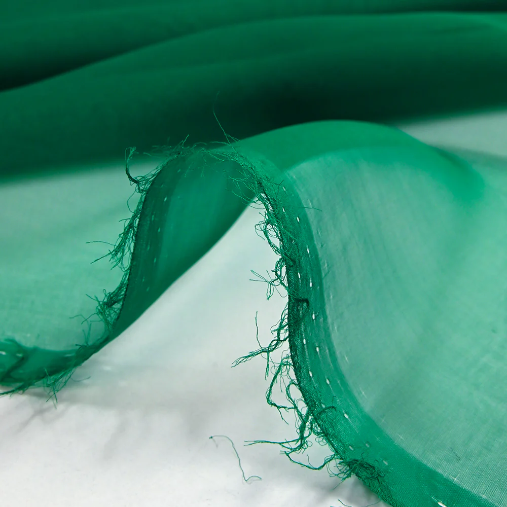 Mousseline de 100% soie unie vert - Image 5