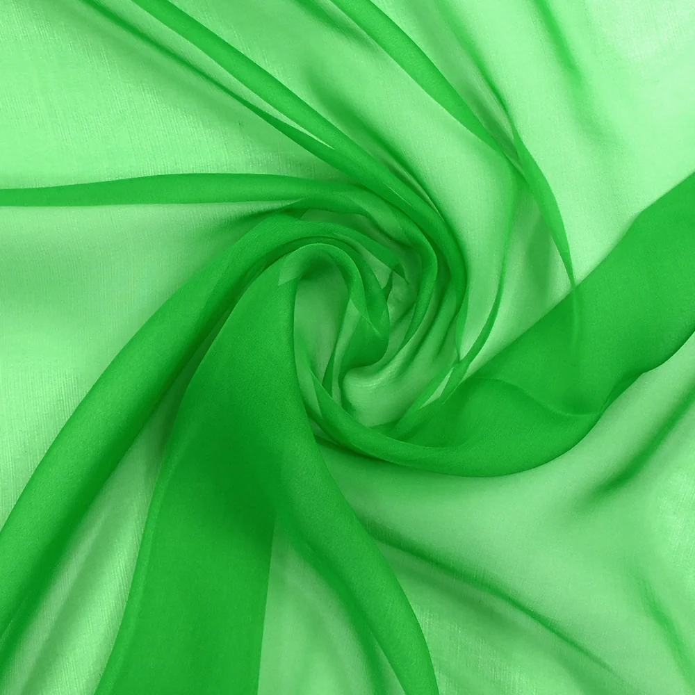 Mousseline de 100% soie vert gazon - Image 2