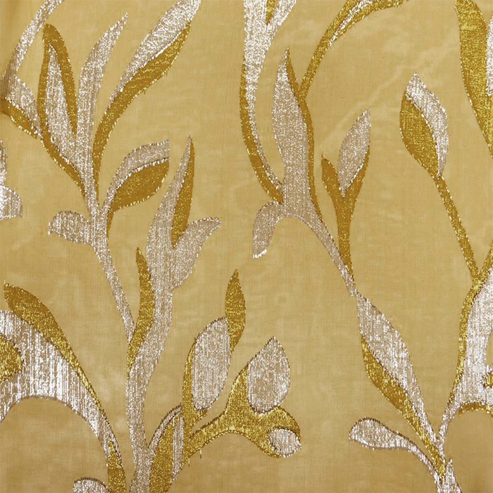 Mousseline de Soie dévorée Tlija or et argent fond ocre - Image 3
