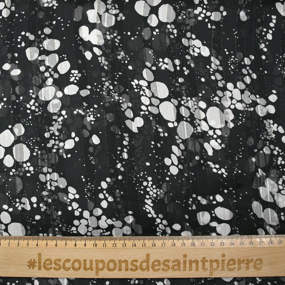 Mousseline imprimée bande satin effervescence fond noir - Image 3
