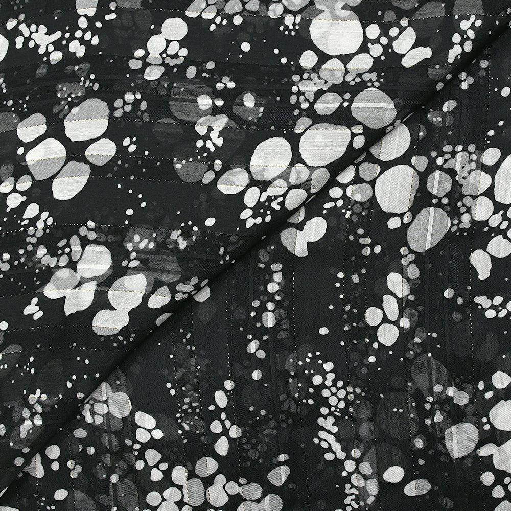 Mousseline imprimée bande satin effervescence fond noir - Image 4