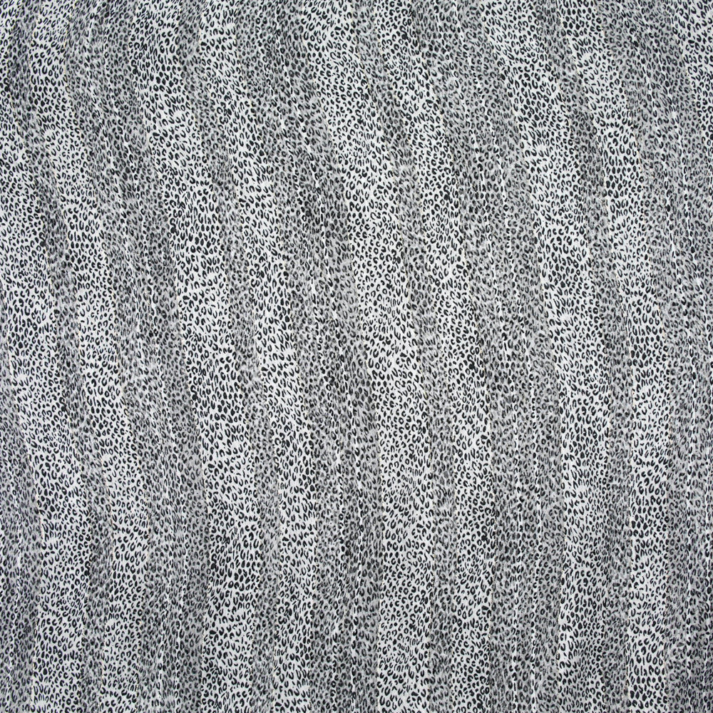 Mousseline imprimée bande satin léopard noir