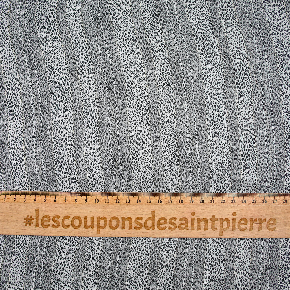 Mousseline imprimée bande satin léopard noir - Image 3