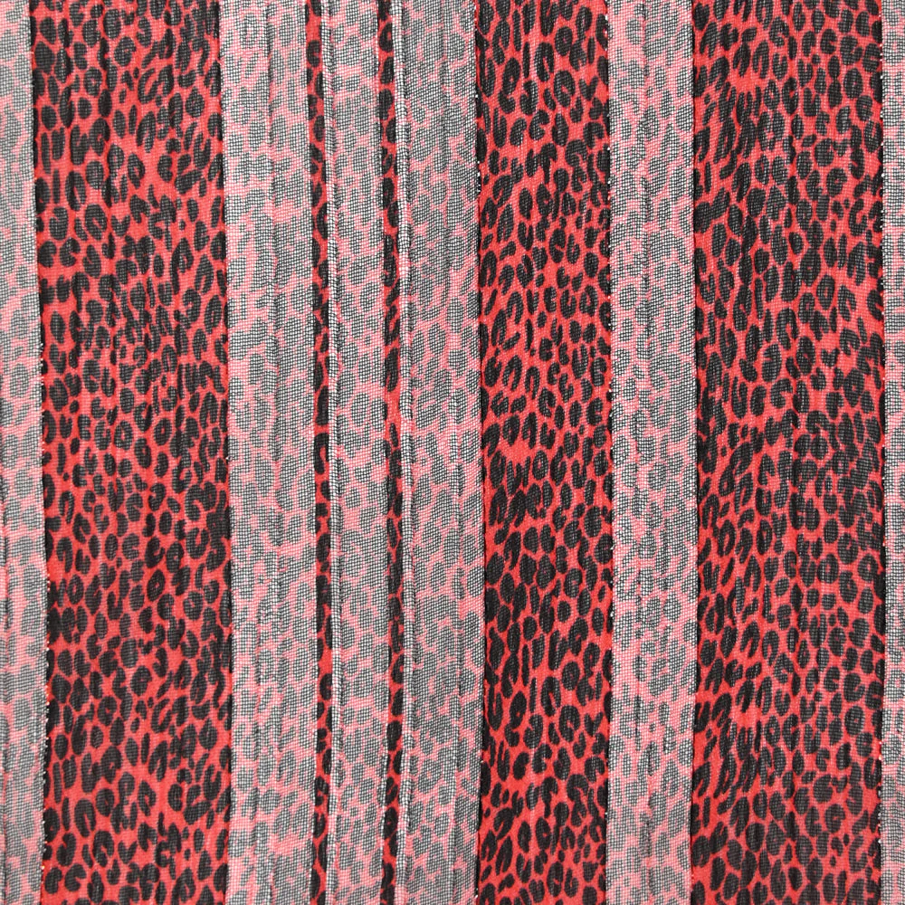 Mousseline imprimée bande satin léopard rouge - Image 4