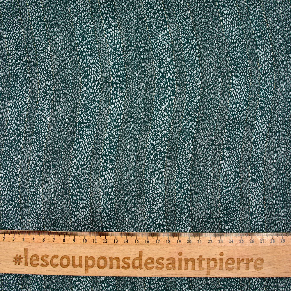 Mousseline imprimée bande satin léopard vert - Image 3