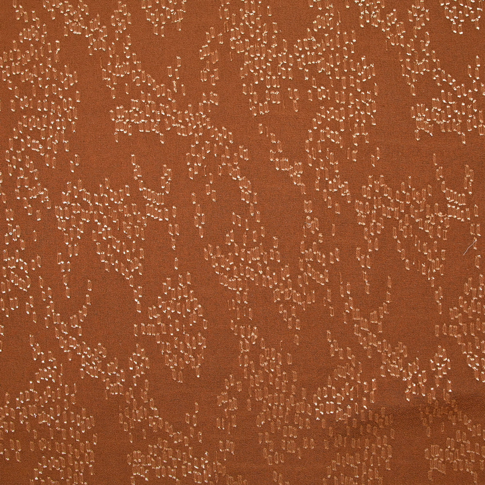 Mousseline imprimée feuille d'or fond camel