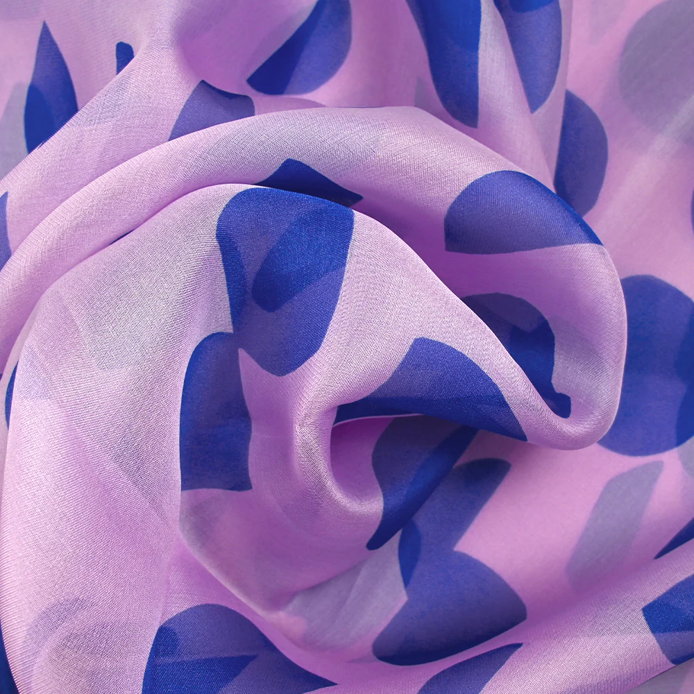Organza de 100% soie imprimé pois fond mauve - Image 2