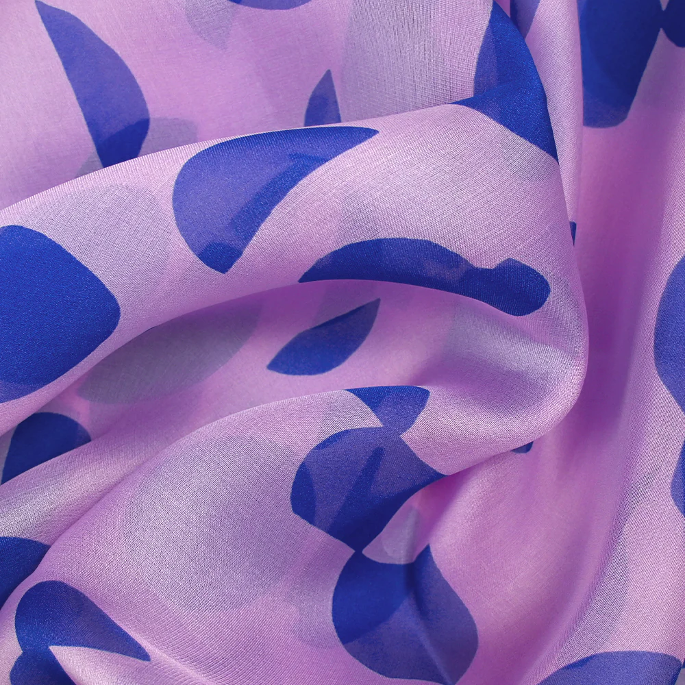 Organza de 100% soie imprimé pois fond mauve - Image 5
