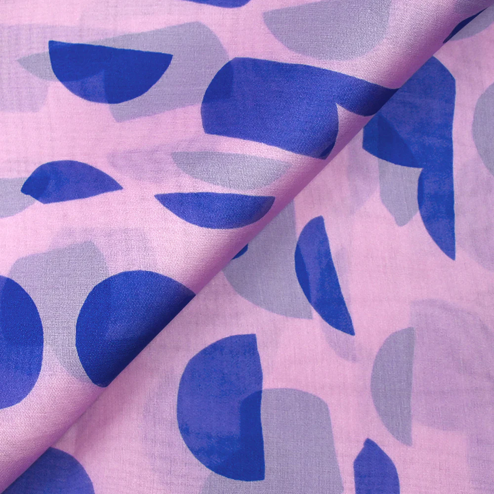 Organza de 100% soie imprimé pois fond mauve - Image 6