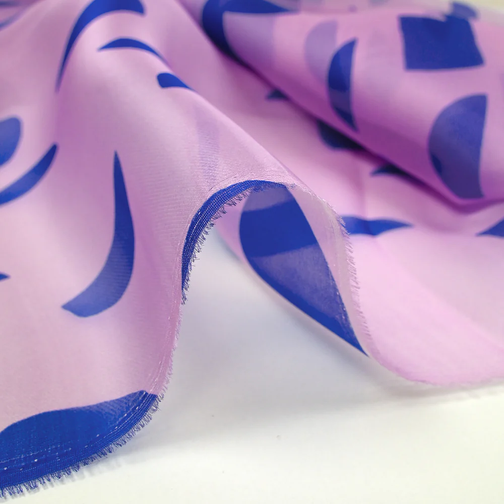Organza de 100% soie imprimé pois fond mauve - Image 7
