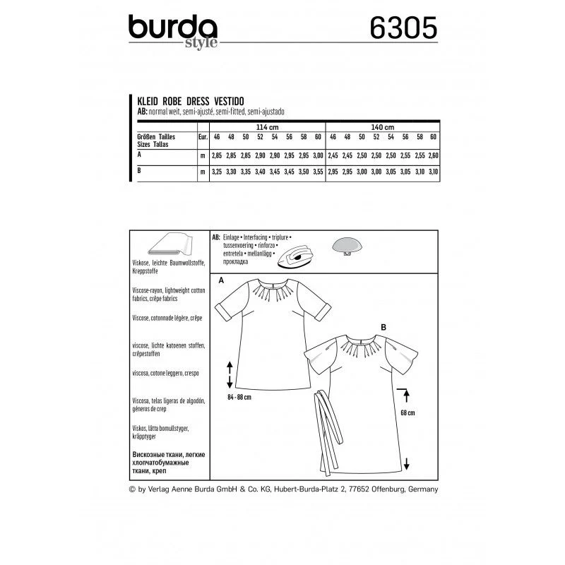 Patron Burda 6305 - Robe plis à l'encolure - Image 2