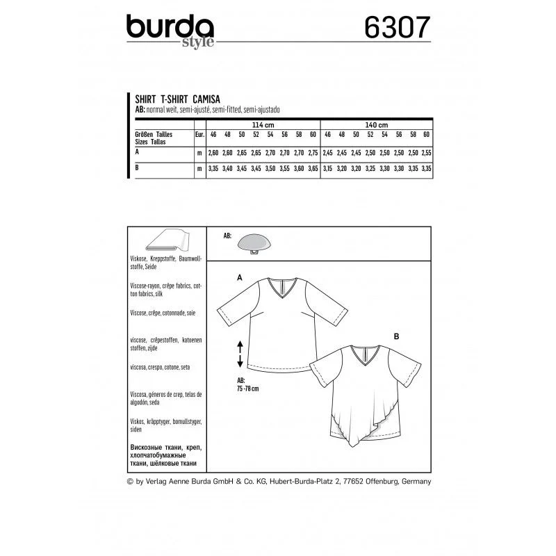 Patron Burda 6307 - Blouse asymétrique - Image 2