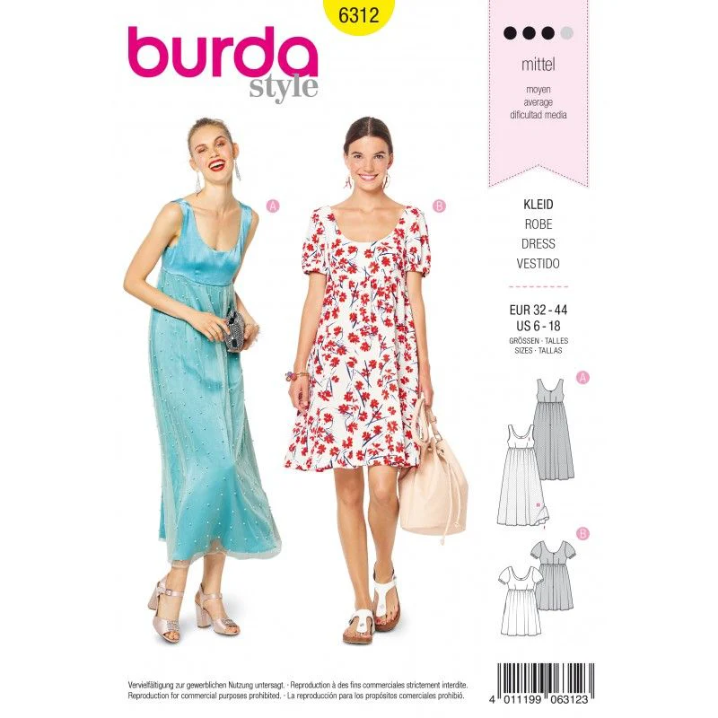 Patron Burda 6312 - Robe empire