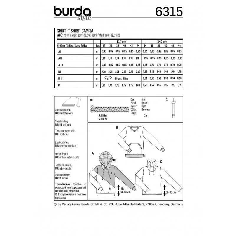 Patron Burda 6315 - Sweat-shirt à capuche - Image 3