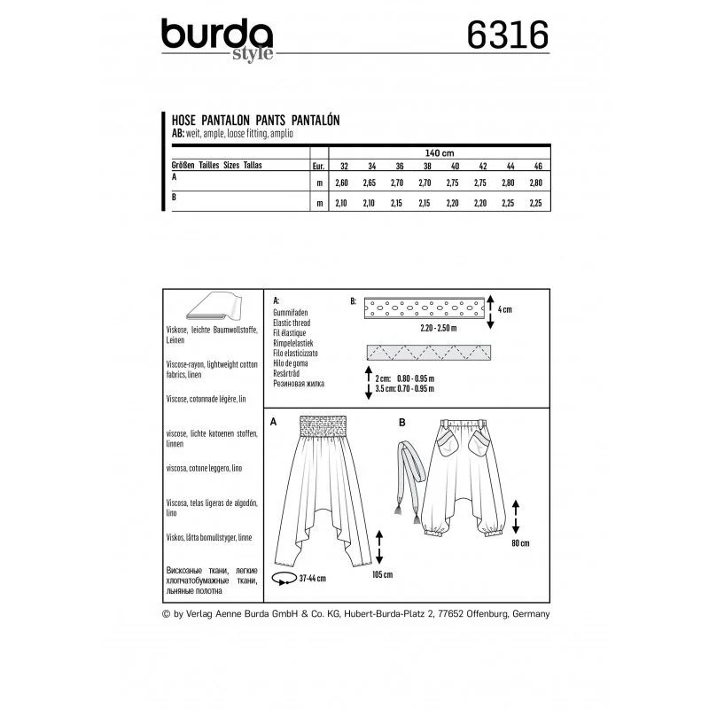 Patron Burda 6316 - Pantalon Sarouel - Image 4