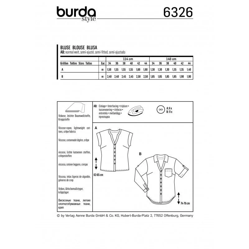 Patron Burda 6326 - Chemisier - Image 4