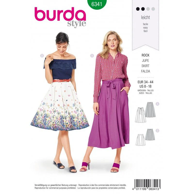 Patron Burda 6341 - Jupe à plis creux