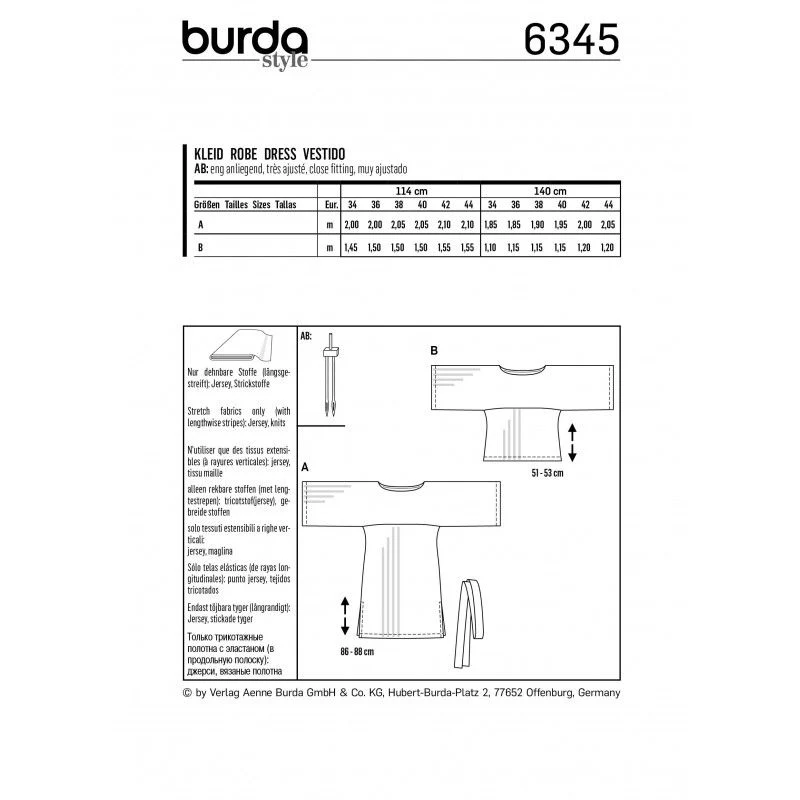 Patron Burda 6345 - Robe à manches amples - Image 2