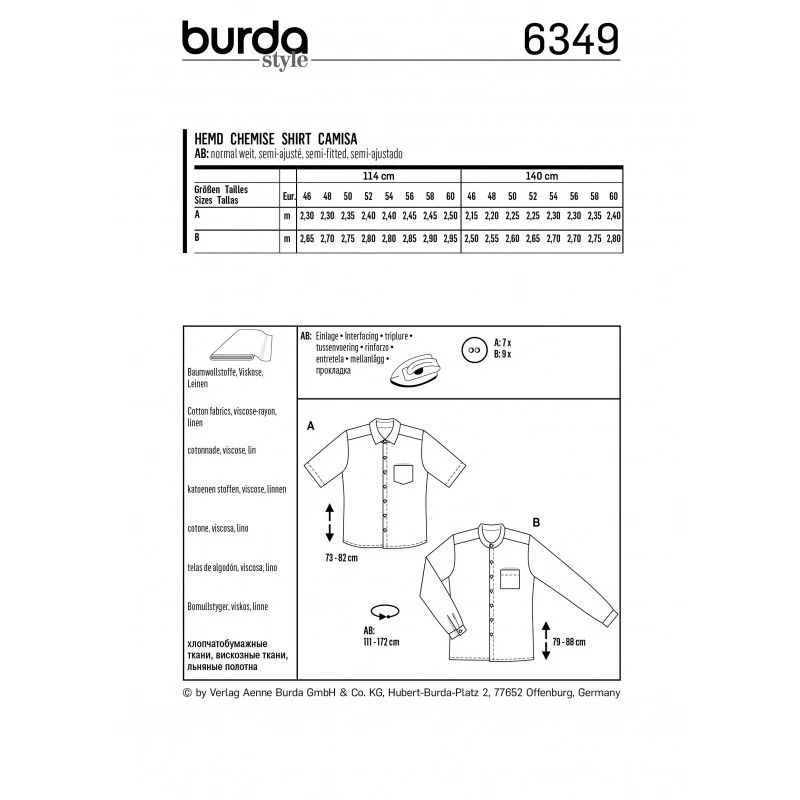 Patron Burda 6349 -Chemise Homme - Image 3