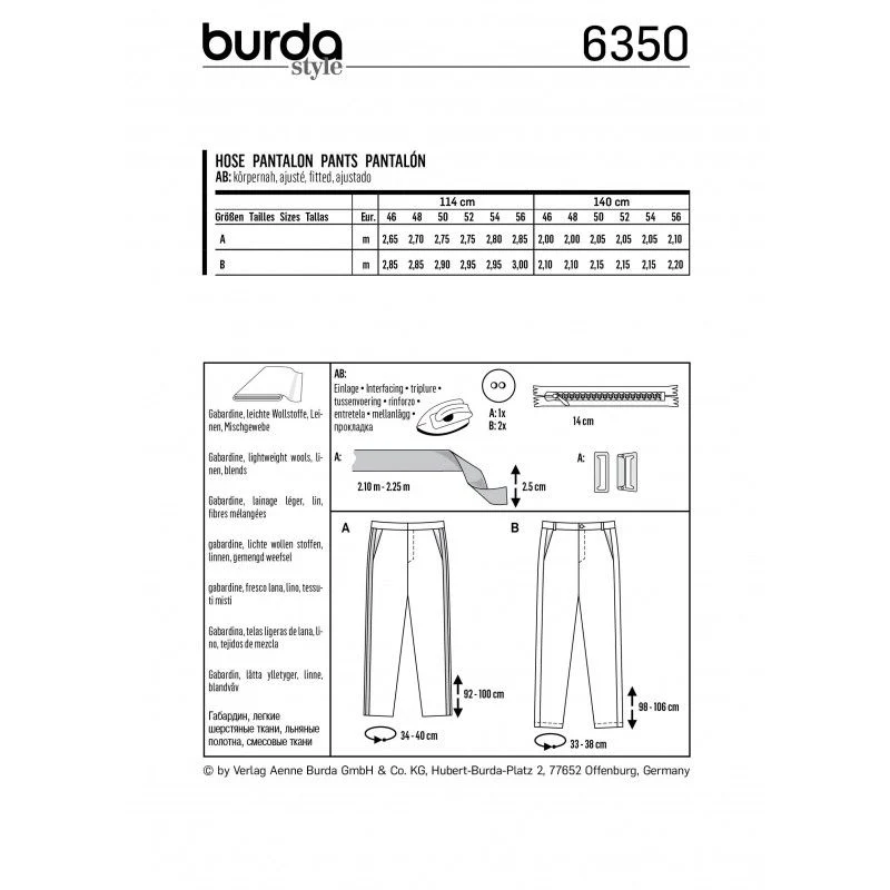Patron Burda 6350 - Pantalon homme - Image 2