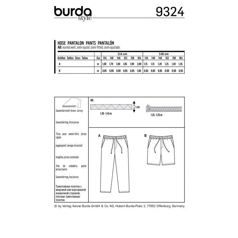 Patron Burda 9324 - Pantalon et short enfant - Image 2