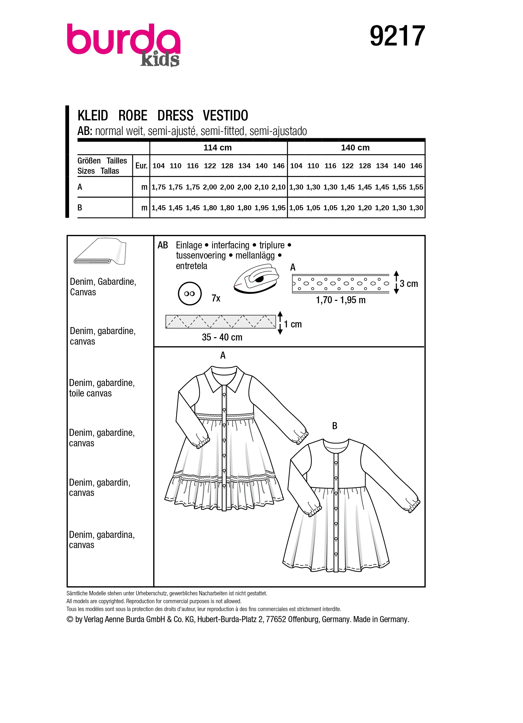 Patron Burda Enfant n°9217 : Robe - Image 12