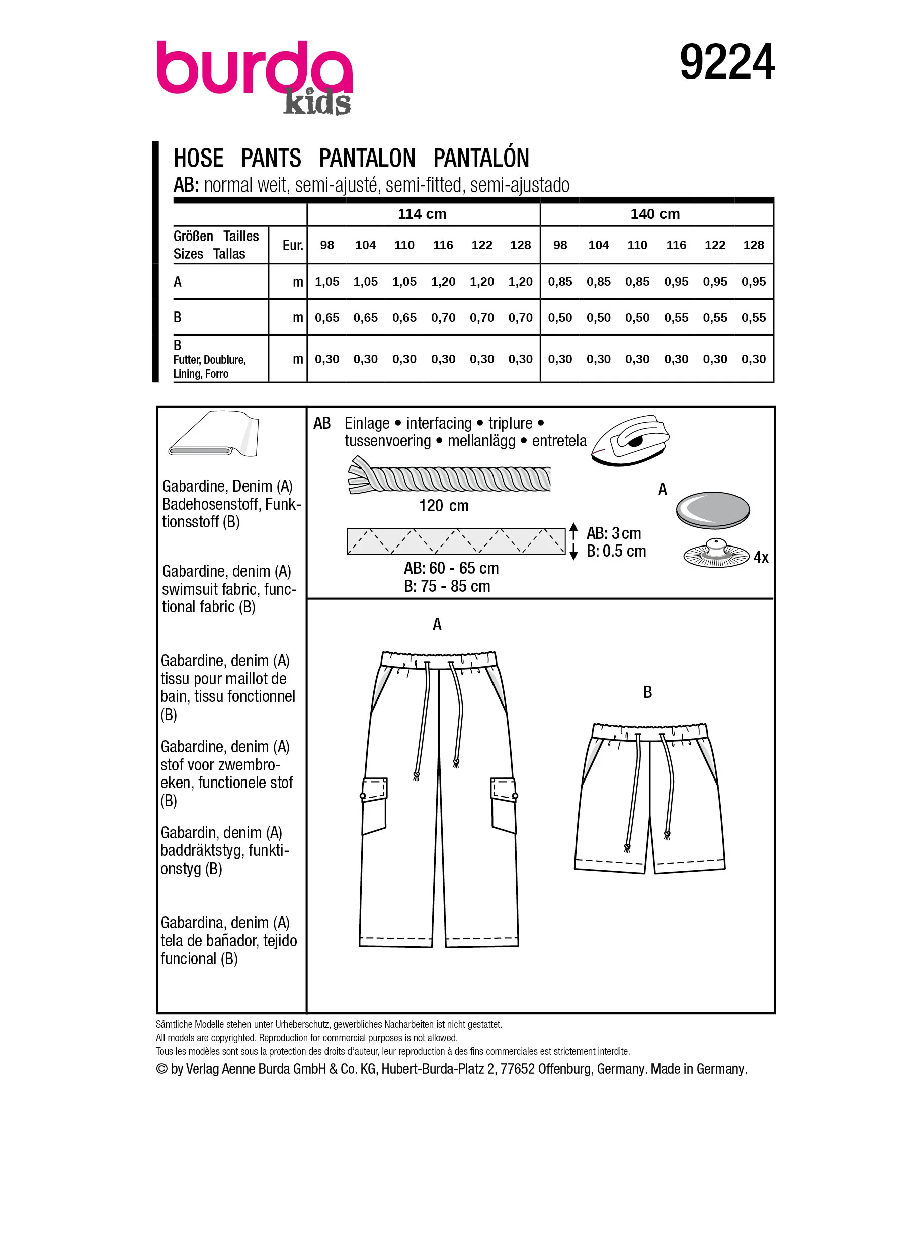 Patron Burda Enfant n°9224 : Pantalon - Image 7
