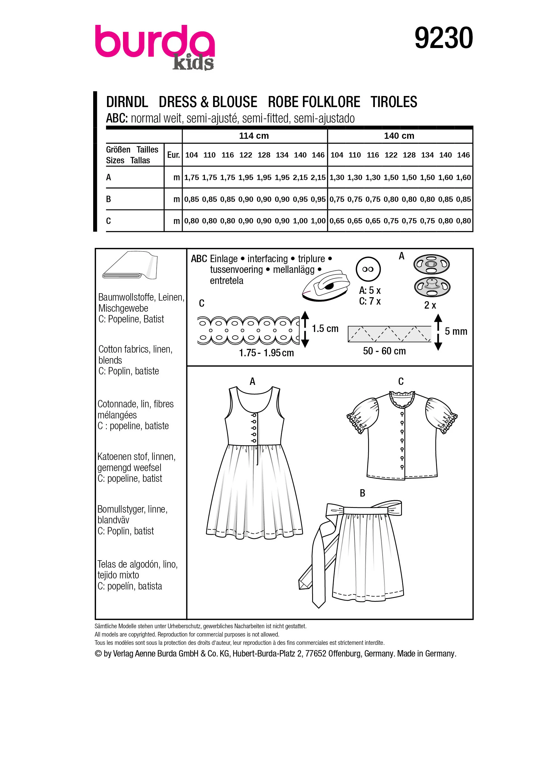 Patron Burda Enfant n°9230 : Robe folklore - Image 8