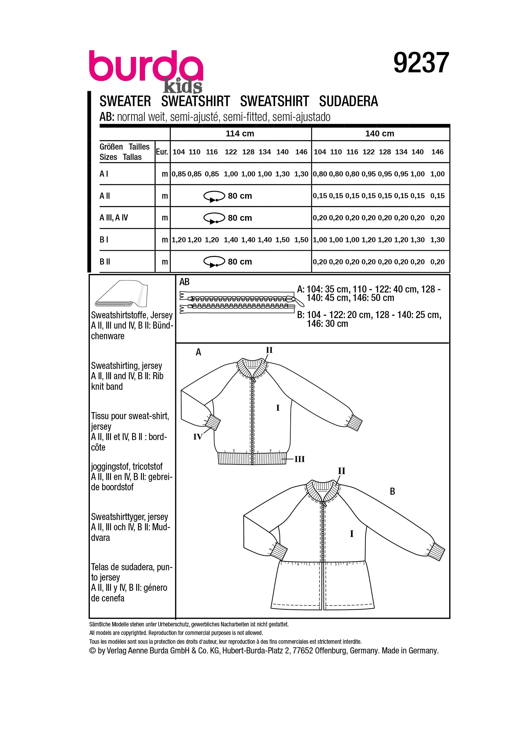 Patron Burda Enfant n°9237 : Sweat - Image 7