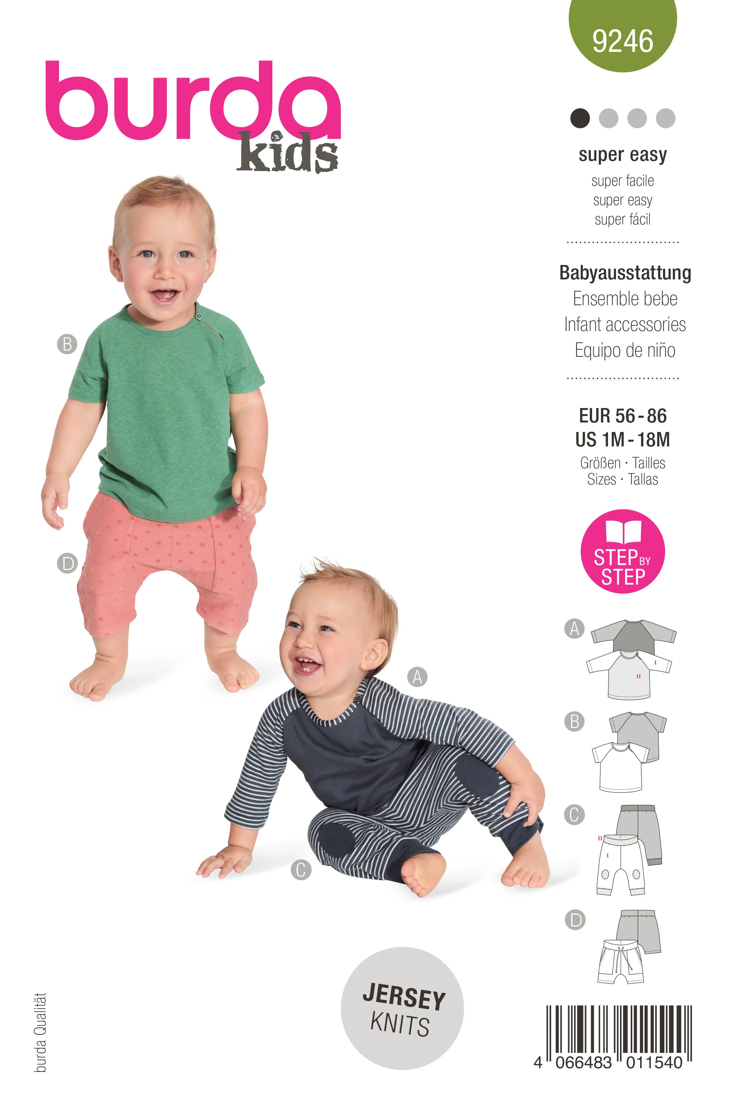 Patron Burda Enfant n°9246 : Ensemble bébé