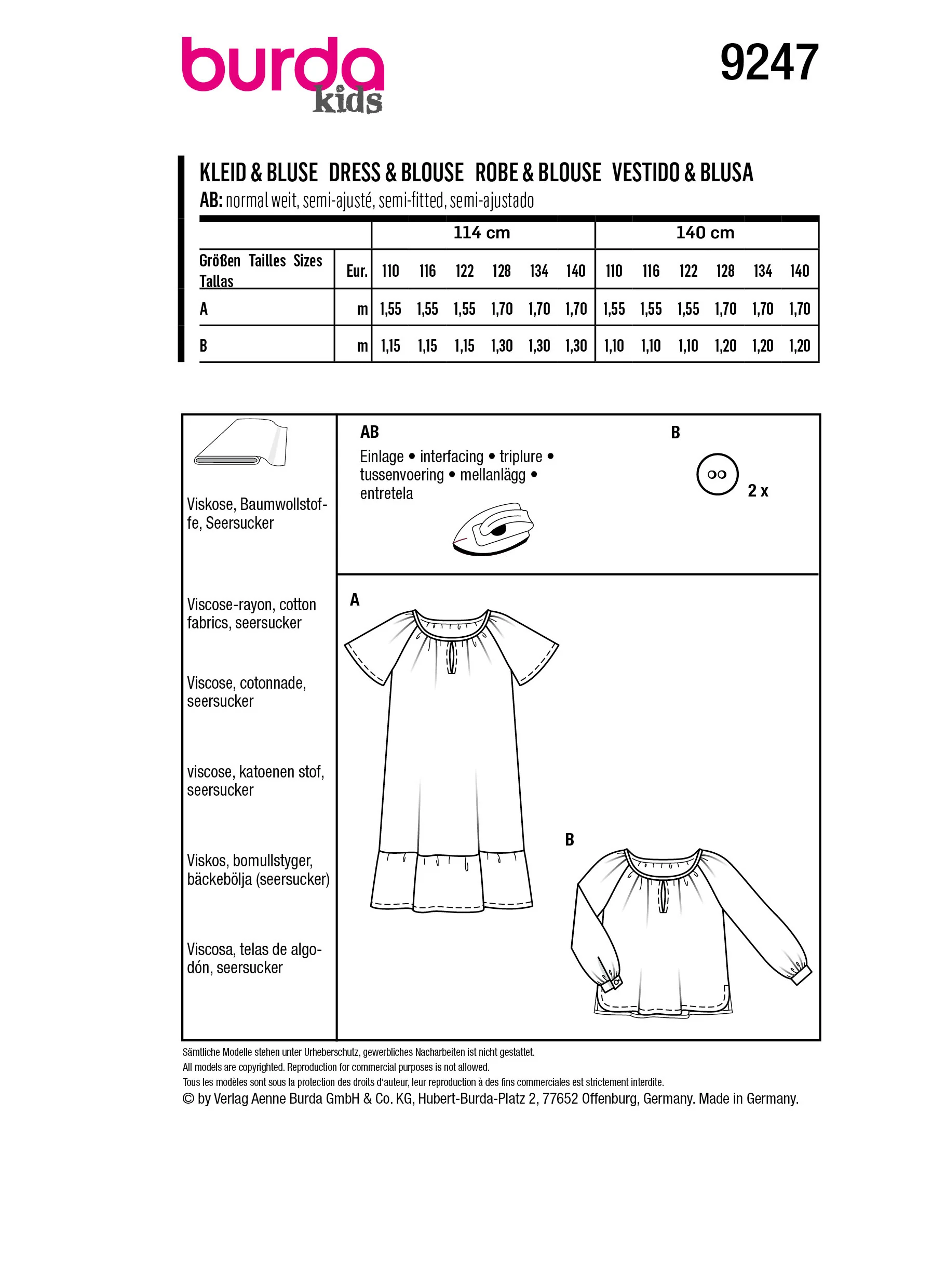 Patron Burda Enfant n°9247 : Robe & Blouse - Image 7