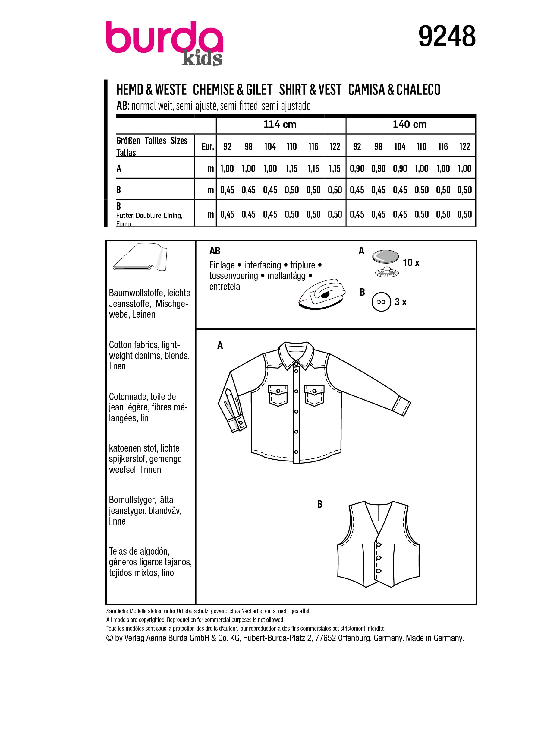 Patron Burda Enfant n°9248 : Chemise & Gilet - Image 7