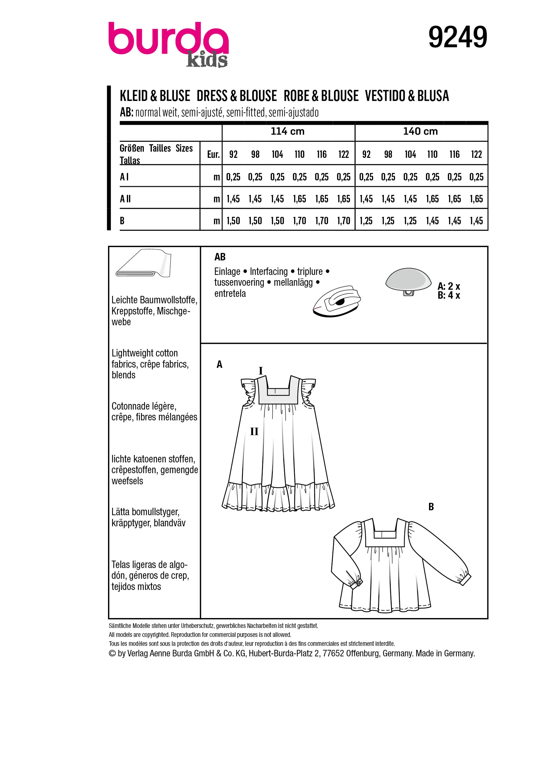 Patron Burda Enfant n°9249 : Robe & Blouse - Image 7