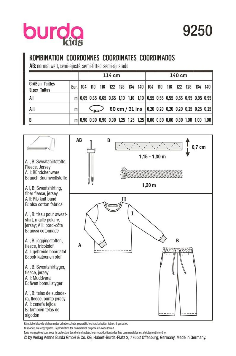 Patron Burda Enfant n°9250 : Ensemble Pyjama - Image 5