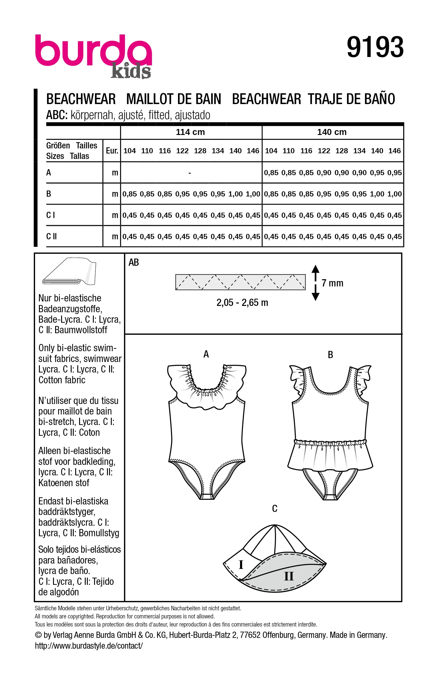 Patron Burda kids n°9193 : Maillot de bain fille - Image 6